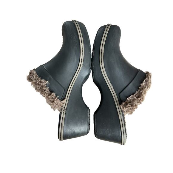 Crocs Women's Size 7 Brown Cobbler Eva Faux Fur Lined Clogs Mules Shoes EUC - Picture 8 of 13